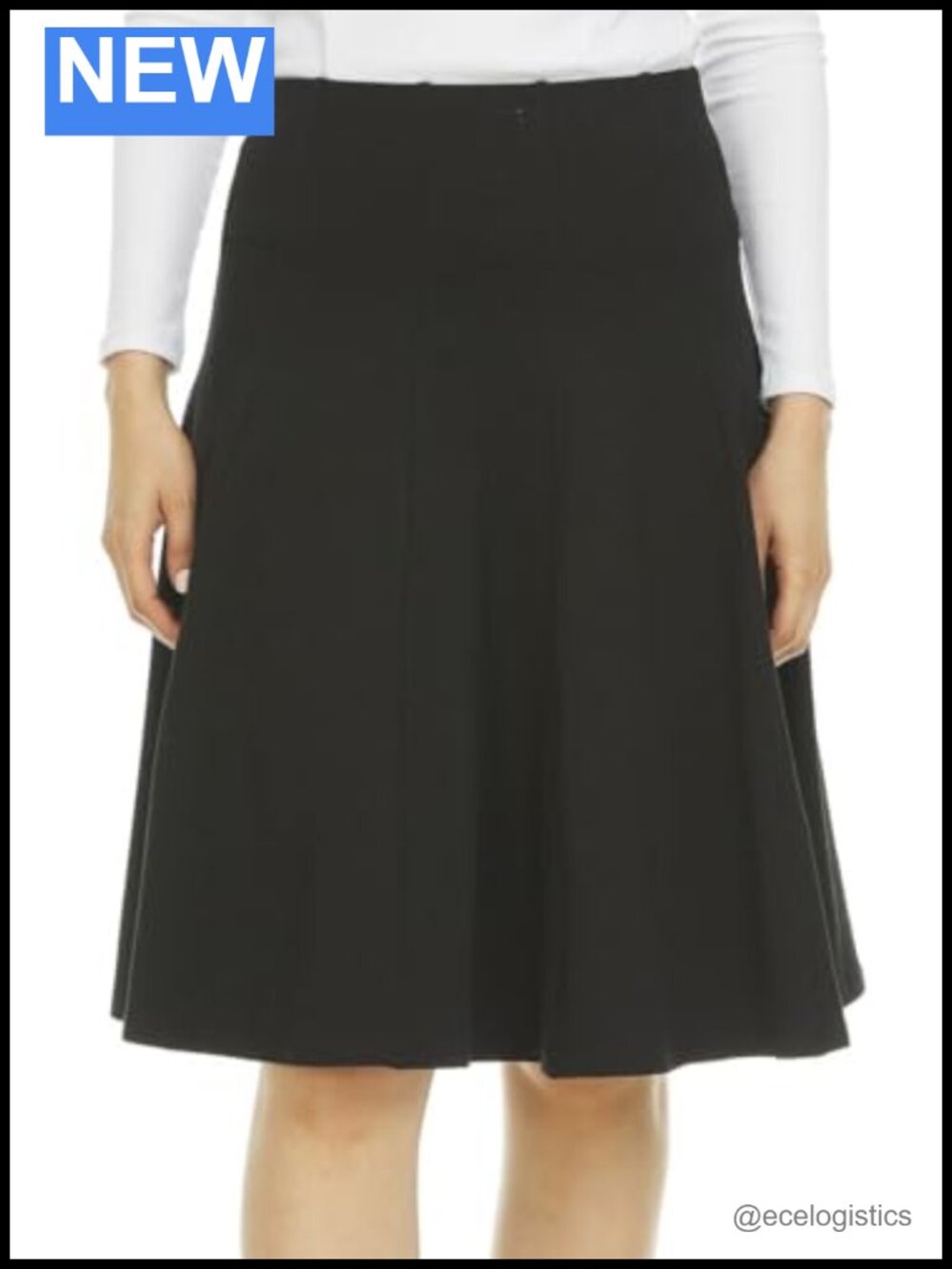 Classic Fit & Flare Cotton Pleated Skirt High-Waisted Midi